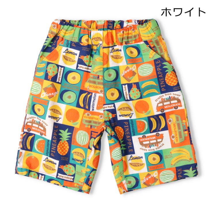 子供服moujonjon(ムージョンジョン)フルーツ＆車柄５分丈ハーフパンツ80cm～130cmM3516
