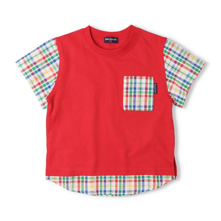 レッド | チェック柄切替Ｔシャツ | こどもの森e-shop
