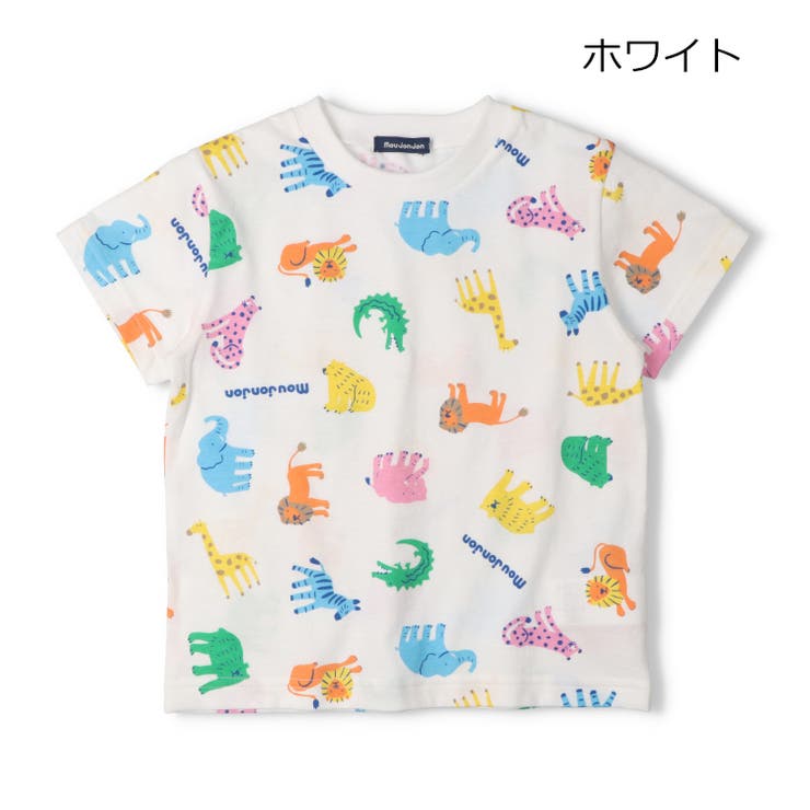 ホワイト | 日本製動物総柄Ｔシャツ | こどもの森e-shop
