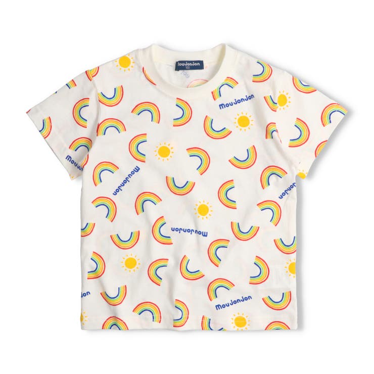 ホワイト | 虹・海の生き物総柄半袖Ｔシャツ | こどもの森e-shop