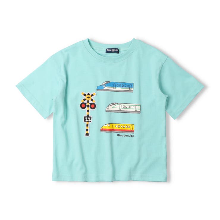 サックス | 【WEB限定】電車プリント踏切ワッペンＴシャツ | こどもの森e-shop