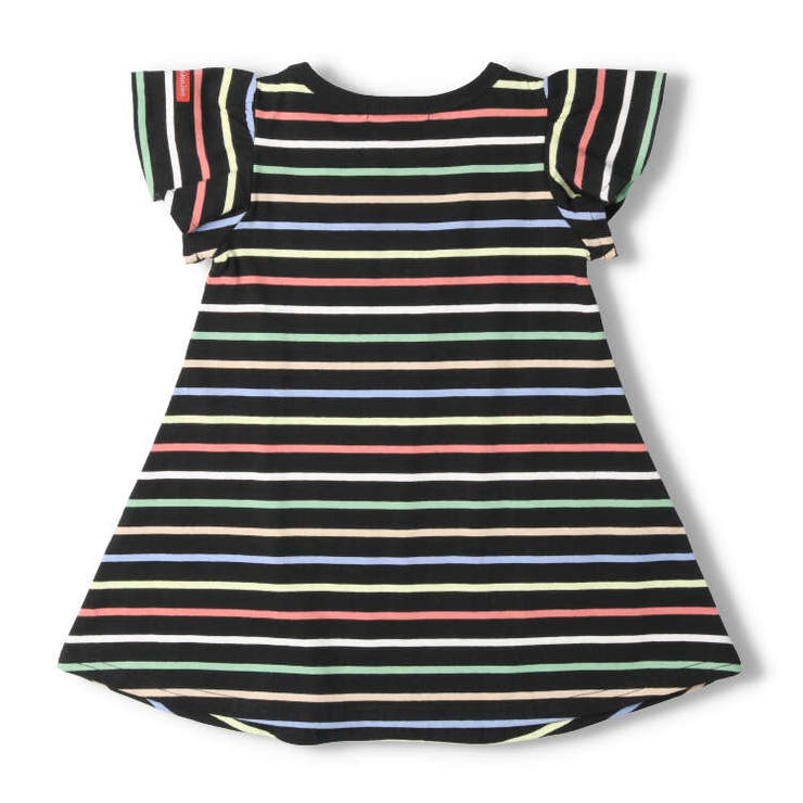 【子供服】moujonjon(ムージョンジョン)カラフルボーダー半袖ワンピース80cm～140cmM42308