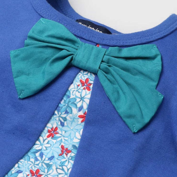 moujonjon 花柄切替半袖チュニックTシャツ80cm～140cm[品番  