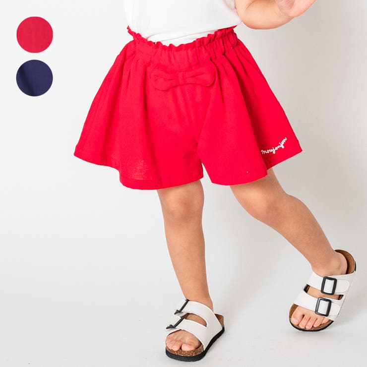 リボン付き3分丈フレアーパンツ 90cm～140cm M43108 | こどもの森e-shop | 詳細画像1 