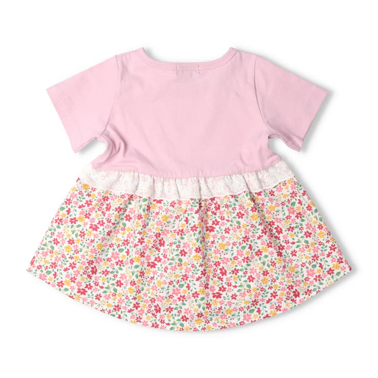 子供服moujonjon(ムージョンジョン)小花柄切替チュニックＴシャツ90cm～130cmM4484