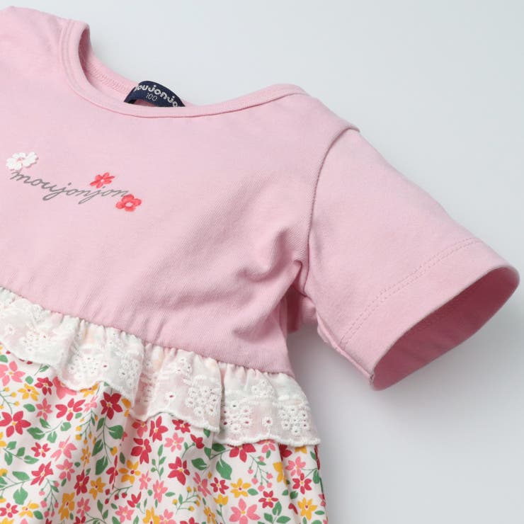 子供服moujonjon(ムージョンジョン)小花柄切替チュニックＴシャツ90cm～130cmM4484