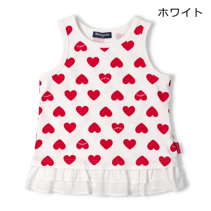 子供服moujonjon(ムージョンジョン)ハート総柄裾フリルタンクトップ80cm～140cmM4490
