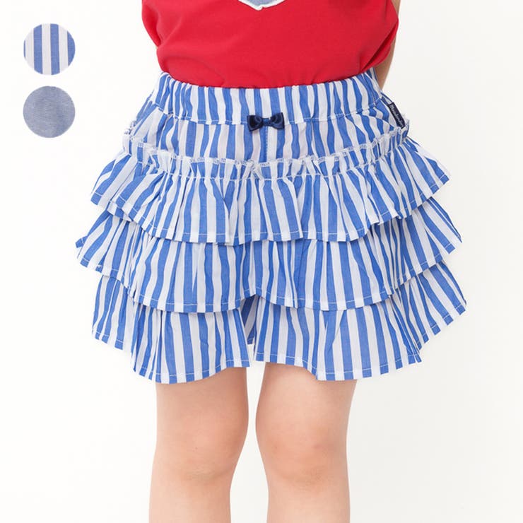 ストライプ・無地3分丈フリルショートパンツ | こどもの森e-shop | 詳細画像1