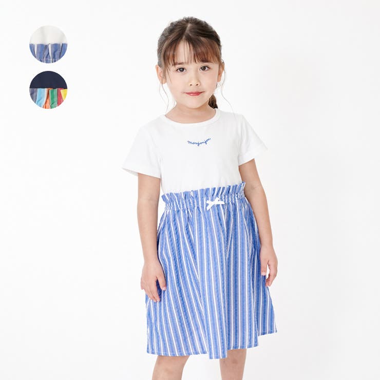 ストライプ切替半袖ワンピース | こどもの森e-shop | 詳細画像1 