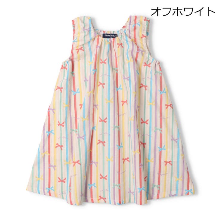 オフホワイト | 【接触冷感】リボン・夏柄ワンピース | こどもの森e-shop