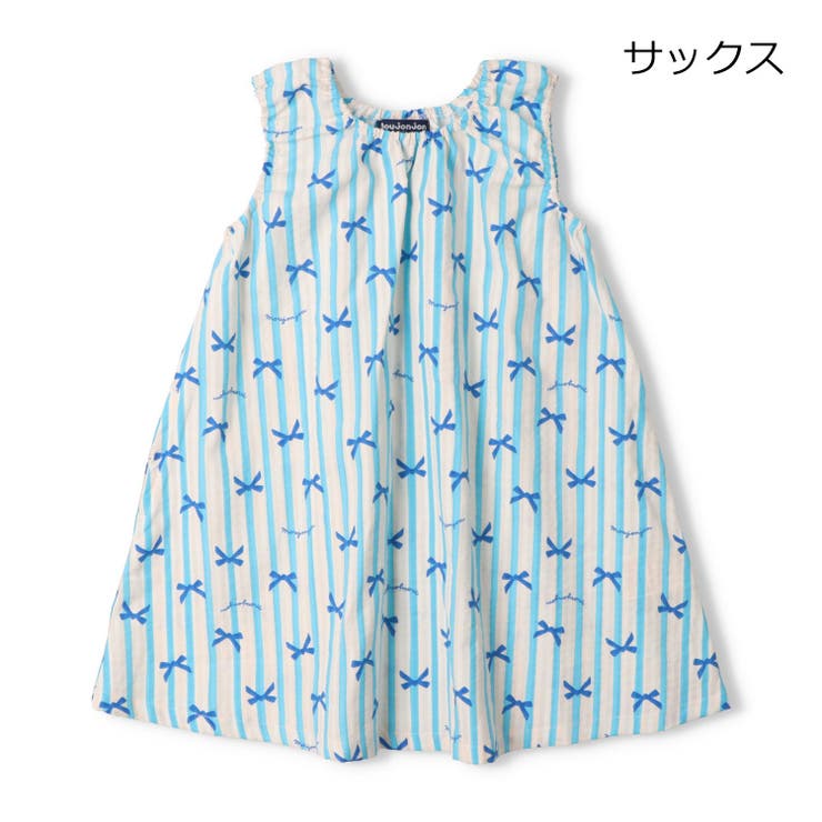 サックス | 【接触冷感】リボン・夏柄ワンピース | こどもの森e-shop