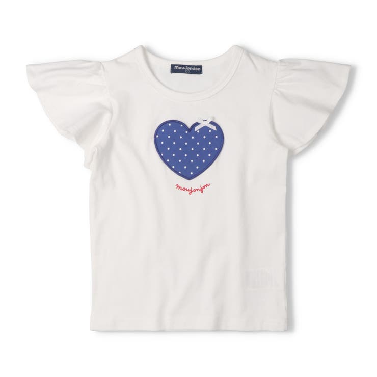 ホワイト | ハートアップリケ半袖Ｔシャツ | こどもの森e-shop