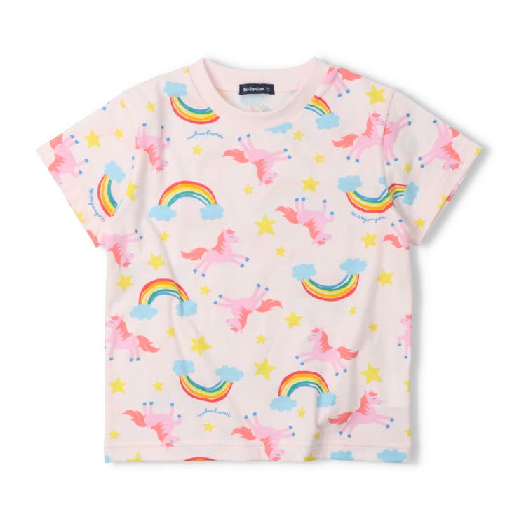 ピンク | 日本製カラフルレインボー総柄Ｔシャツ | こどもの森e-shop