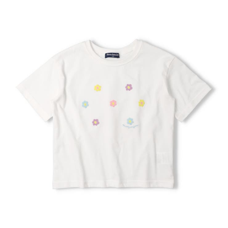 ホワイト | 【WEB限定】お花刺繍半袖Ｔシャツ | こどもの森e-shop