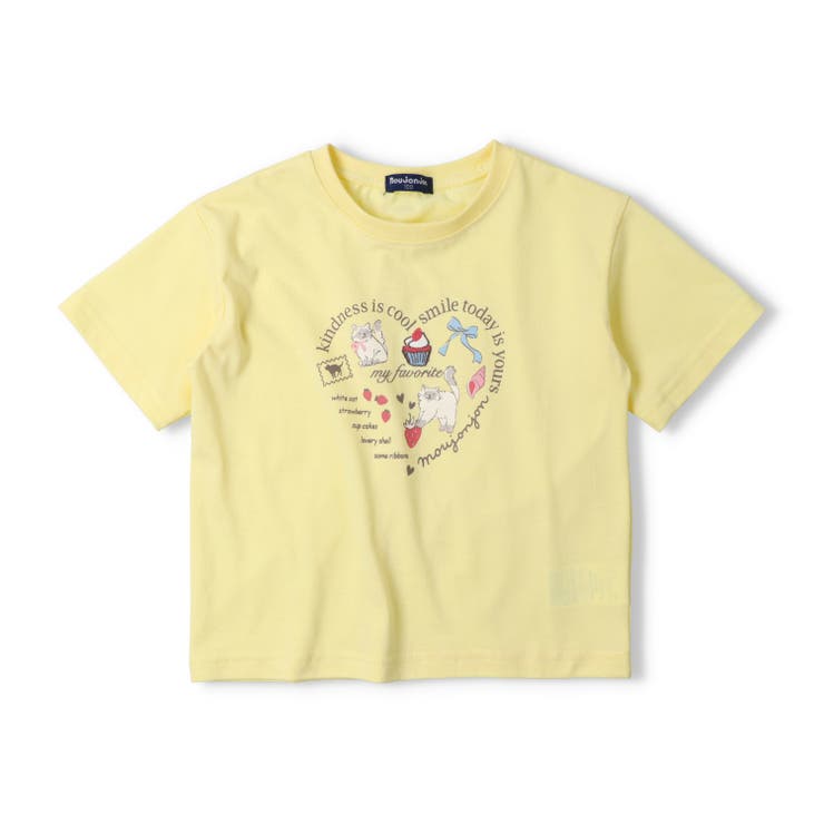 イエロー | 【WEB限定】ねこロゴプリントケーキ刺繍Ｔシャツ | こどもの森e-shop