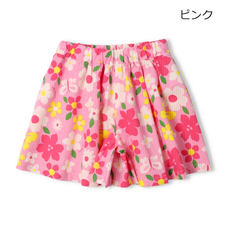 ピンク | お花柄サッカーキュロットパンツ | こどもの森e-shop