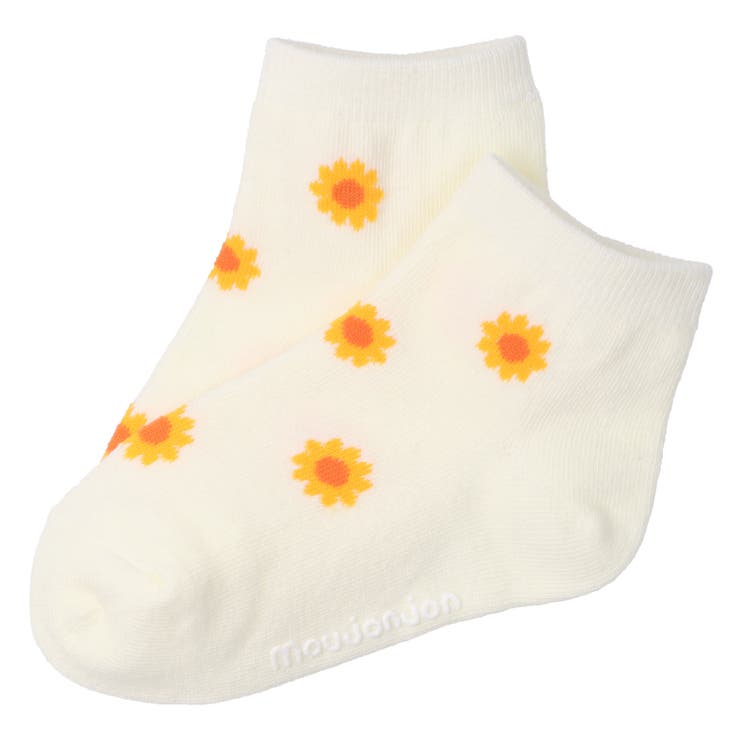 オフホワイト | ひまわり柄アンクル丈ソックス・靴下 | こどもの森e-shop