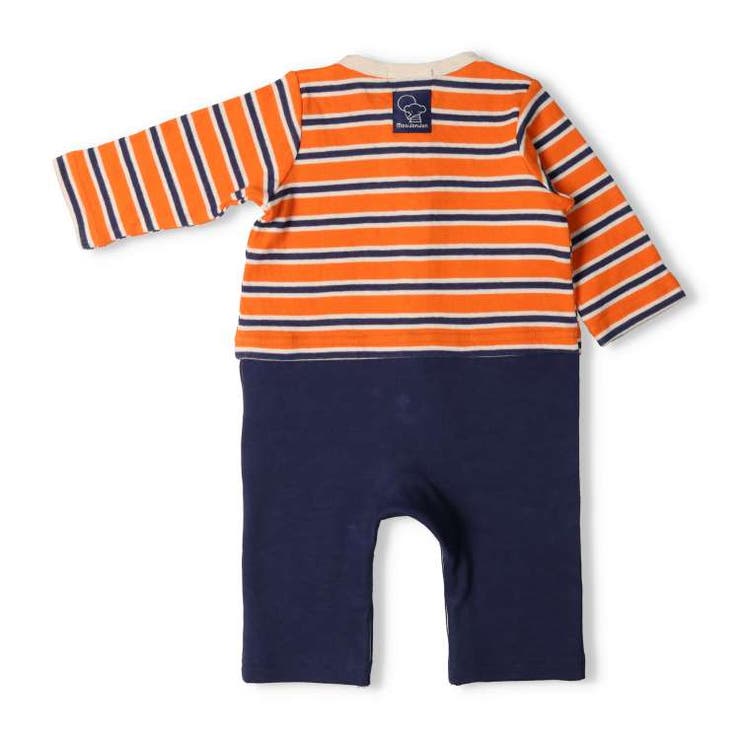 接結ボーダー長袖切替ロンパース・オール 70cm，80cm M52702 | こどもの森e-shop | 詳細画像4 