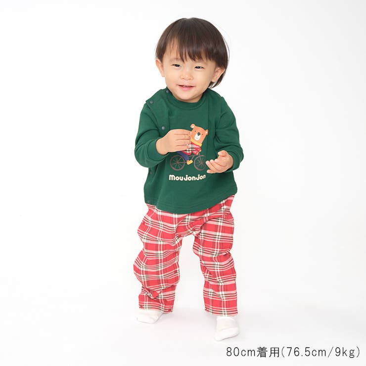 くまプリントチェック切替ロンパース・オール 70cm，80cm M52705 | こどもの森e-shop | 詳細画像14 