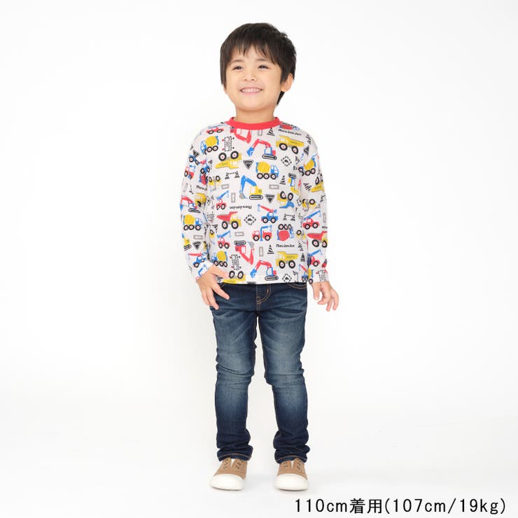 【子供服】moujonjon(ムージョンジョン)日本製働く車総柄長袖Tシャツ・ロンT90cm～130cmM52852