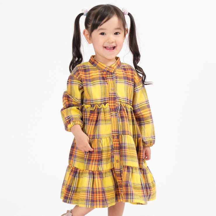 Moujonjon チェック柄前開きシャツワンピース キッズ 品番 Mtik こどもの森e Shop コドモノモリイーショップ のキッズ ファッション通販 Shoplist ショップリスト
