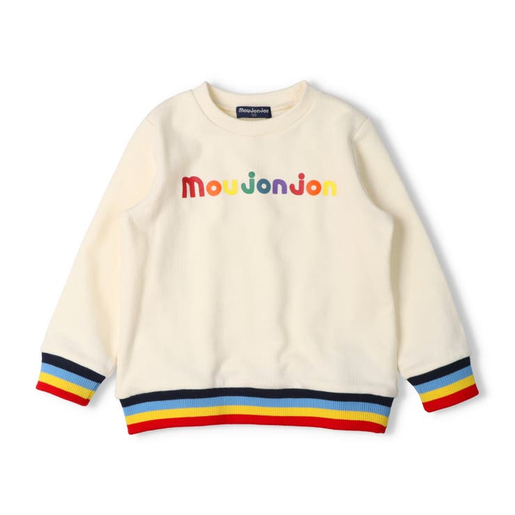 オフホワイト | レインボーロゴ編地裏毛トレーナー | こどもの森e-shop