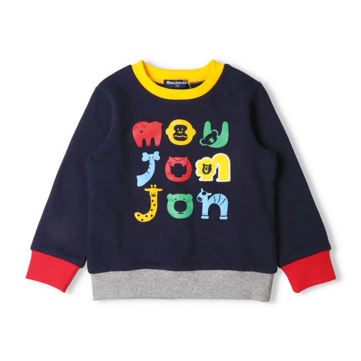 ネイビー | 動物ロゴプリント裏毛トレーナー | こどもの森e-shop