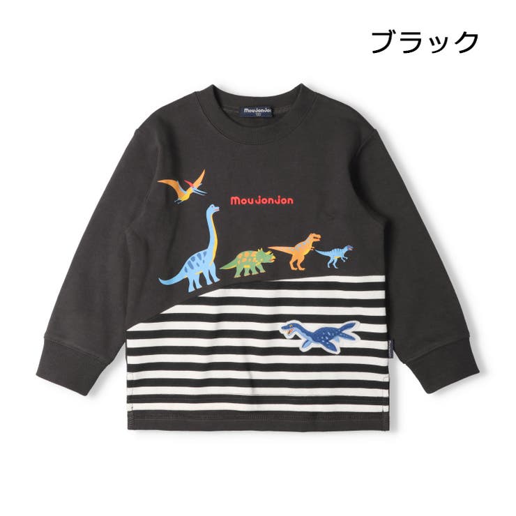 恐竜プリントボーダー切替裏毛トレーナー | こどもの森e-shop | 詳細画像2 