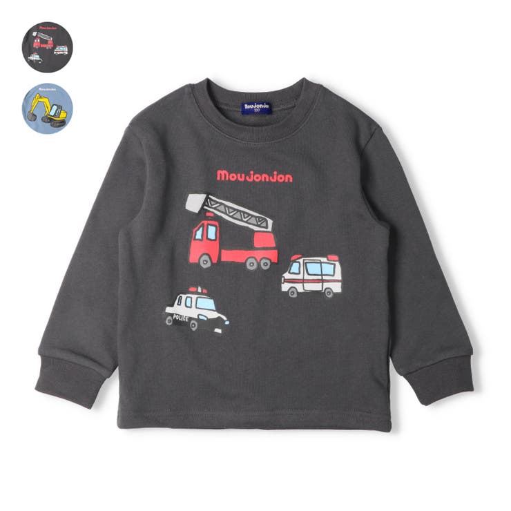 【WEB限定】働く車プリント裏毛トレーナー | こどもの森e-shop | 詳細画像1 
