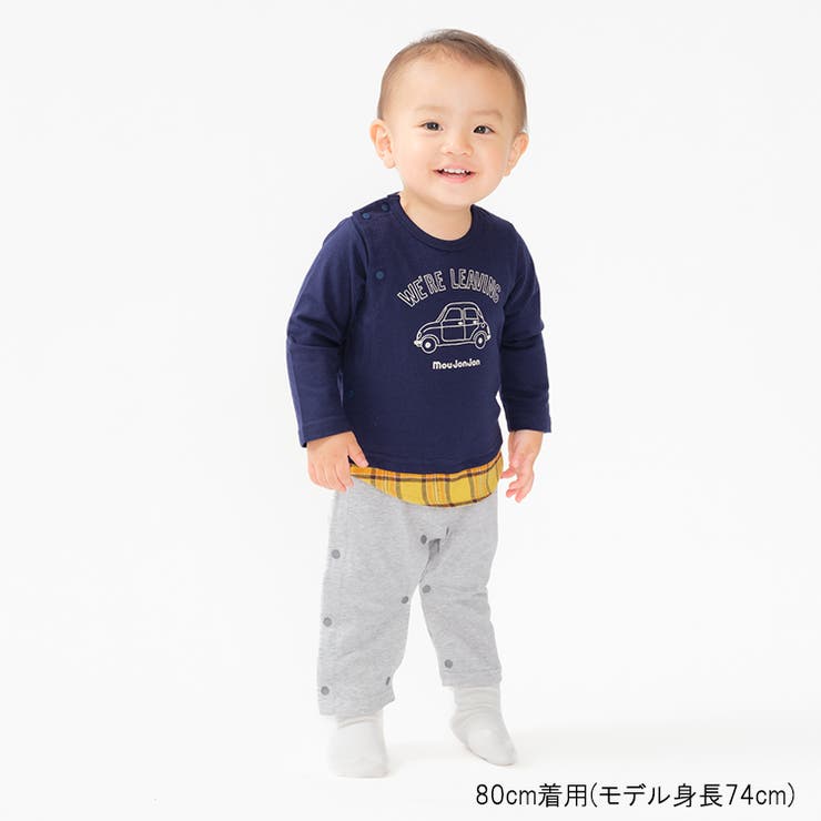 車プリントチェック切替長袖ロンパース | こどもの森e-shop | 詳細画像16 