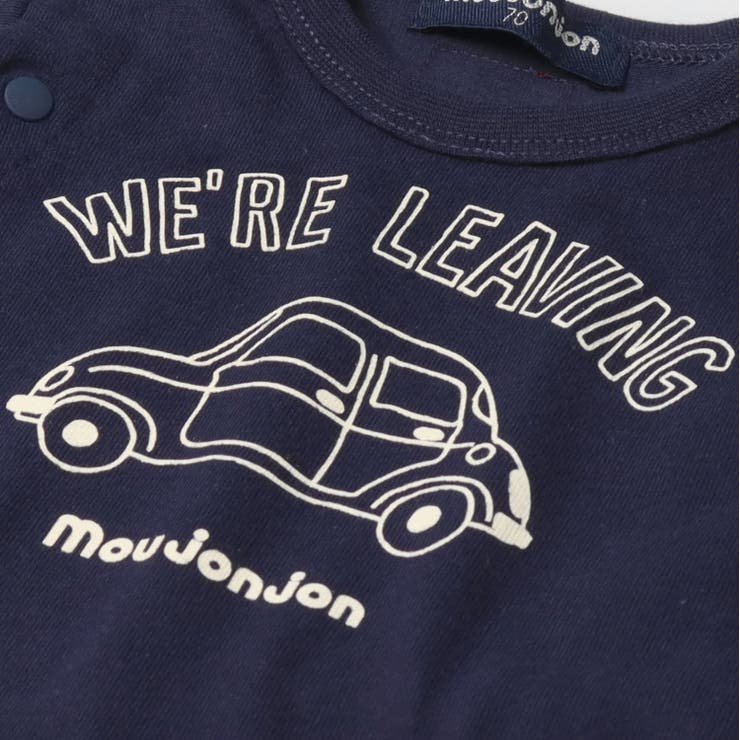 子供服moujonjon(ムージョンジョン)車プリントチェック切替長袖ロンパース・Tオール70cm，80cmM5470