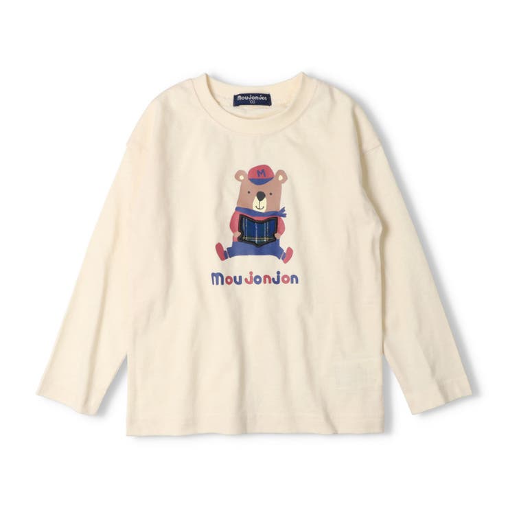 オフホワイト | くま・ぞうプリント長袖Ｔシャツ | こどもの森e-shop