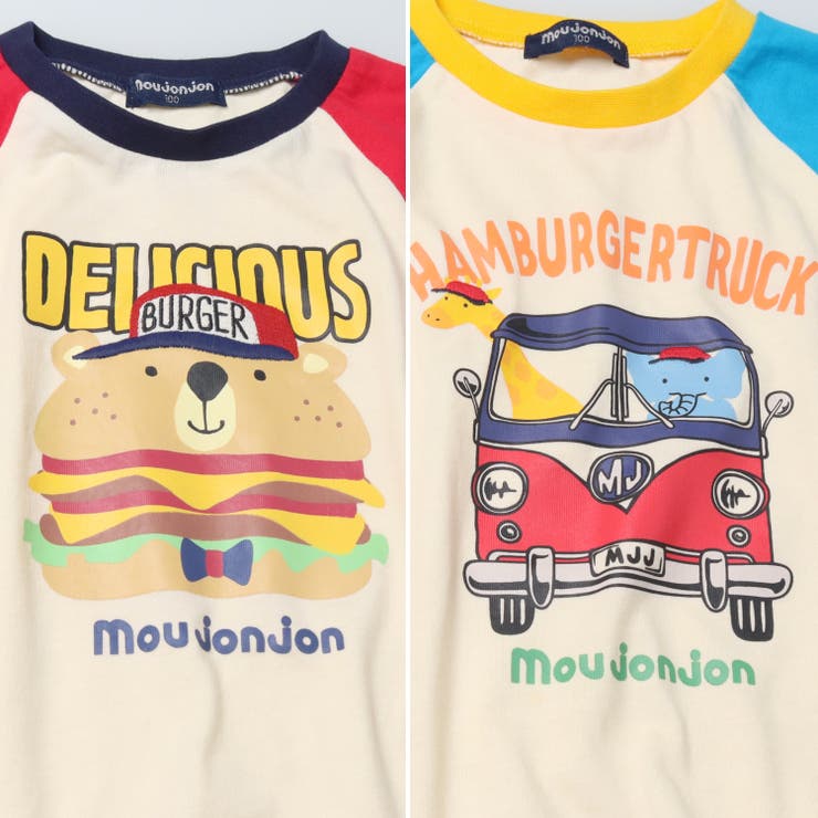 子供服moujonjon(ムージョンジョン)プリントラグラン長袖Ｔシャツ80cm～130cmM5480