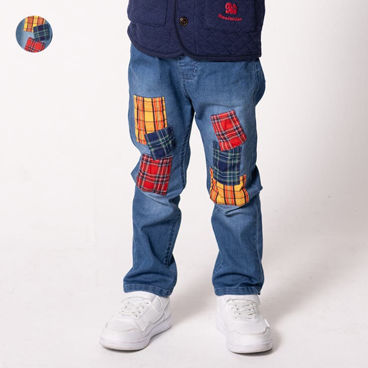 チェックパッチワークデニムパンツ[品番：MTIK0011817]｜こどもの森e