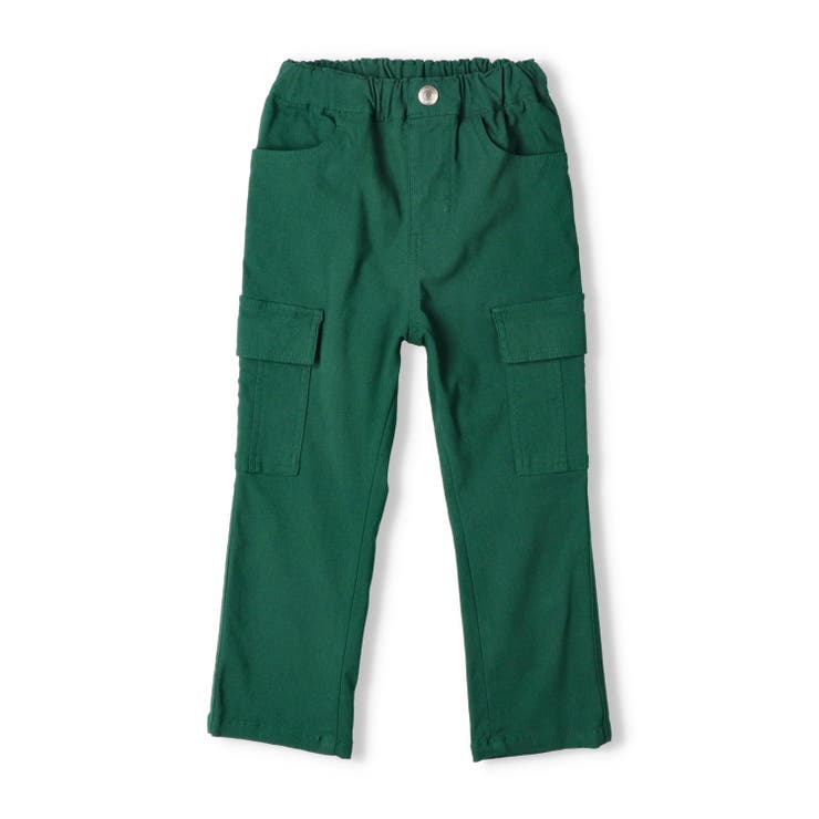 グリーン | のびのびツイル無地カーゴ長パンツ | こどもの森e-shop