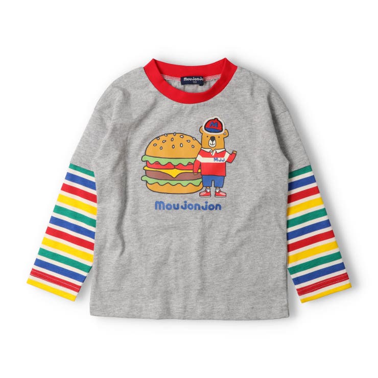 グレー | くまハンバーガー長袖Ｔシャツ | こどもの森e-shop