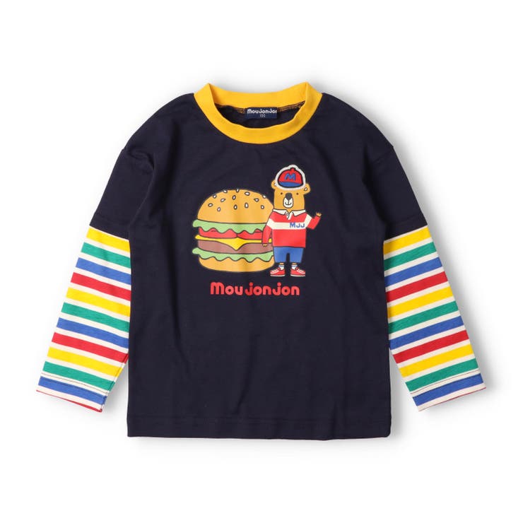 ネイビー | くまハンバーガー長袖Ｔシャツ | こどもの森e-shop