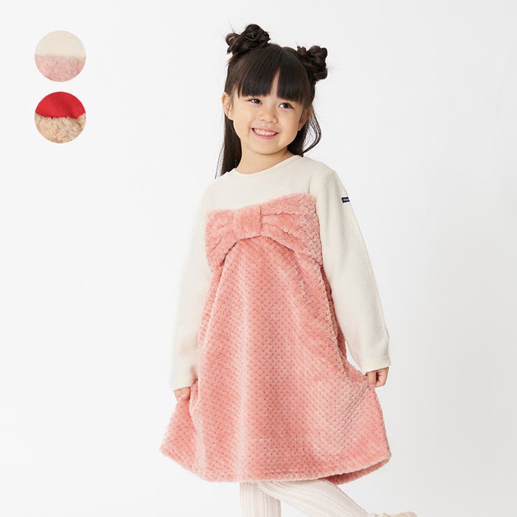 ブークレー裏起毛ボアリボン付ワンピース | こどもの森e-shop | 詳細画像1 