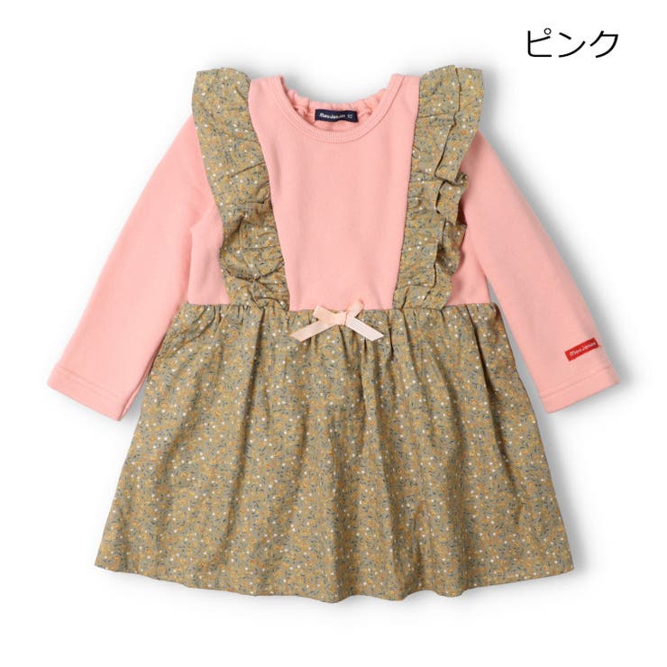 ピンク | 小花柄切り替え裏毛ワンピース | こどもの森e-shop