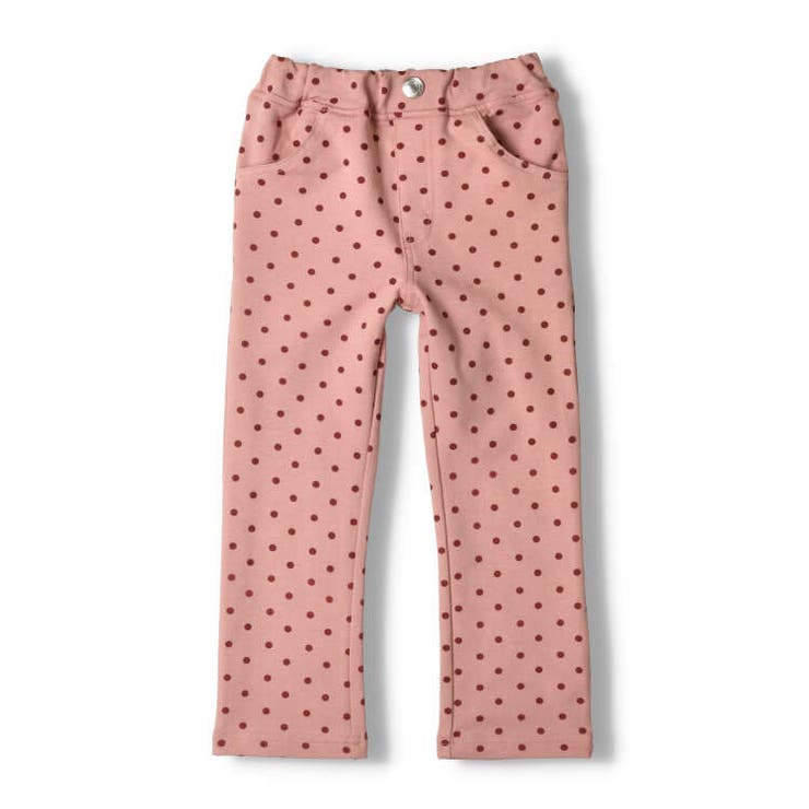 【子供服】moujonjon(ムージョンジョン)ストレッチミニ裏毛水玉柄長パンツ80cm～140cmM61002
