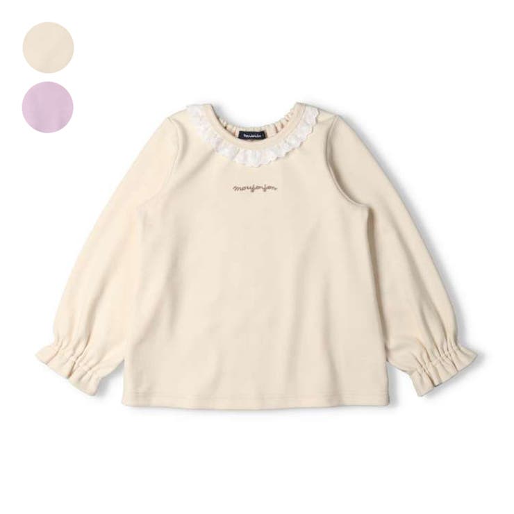 レース襟パフスリーブ長袖Tシャツ・ロンT 80cm～140cm M62805