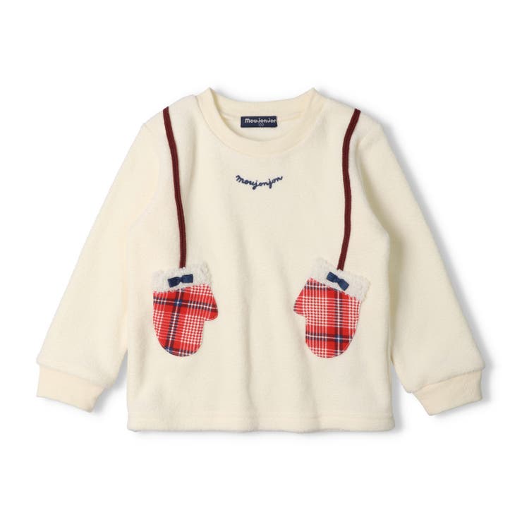 オフホワイト | ミトンデザインブークレー裏起毛トレーナー | こどもの森e-shop