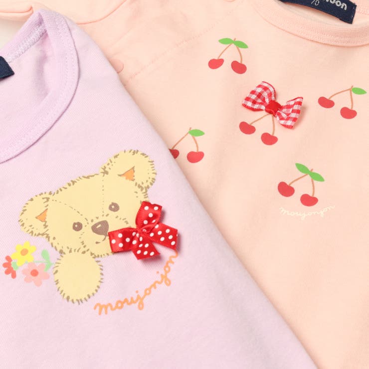 くま・さくらんぼプリント前開き長袖ロンパース | こどもの森e-shop | 詳細画像5 