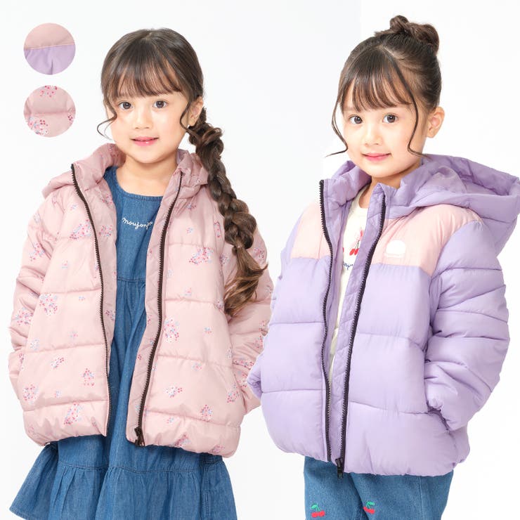 無地切替・小花柄中綿ジャケット | こどもの森e-shop | 詳細画像1 