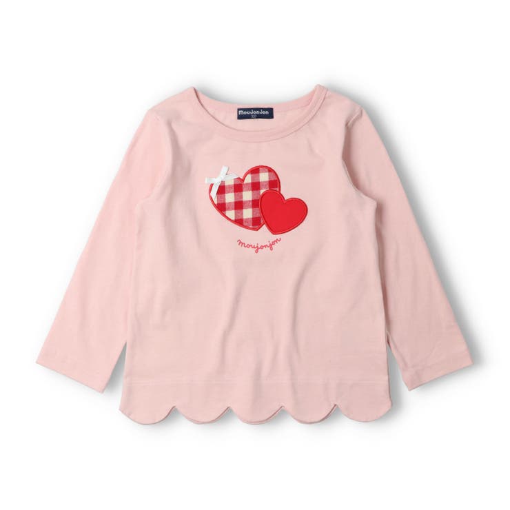 ピンク | さくらんぼ・ハート裾スカラップ長袖Ｔシャツ | こどもの森e-shop