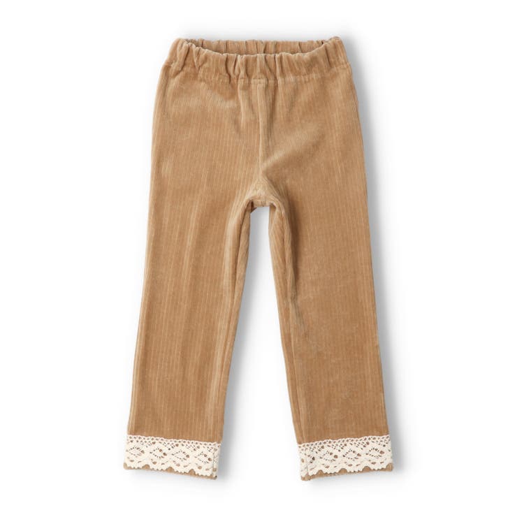 ベージュ | ニットコール裾レース長パンツ | こどもの森e-shop