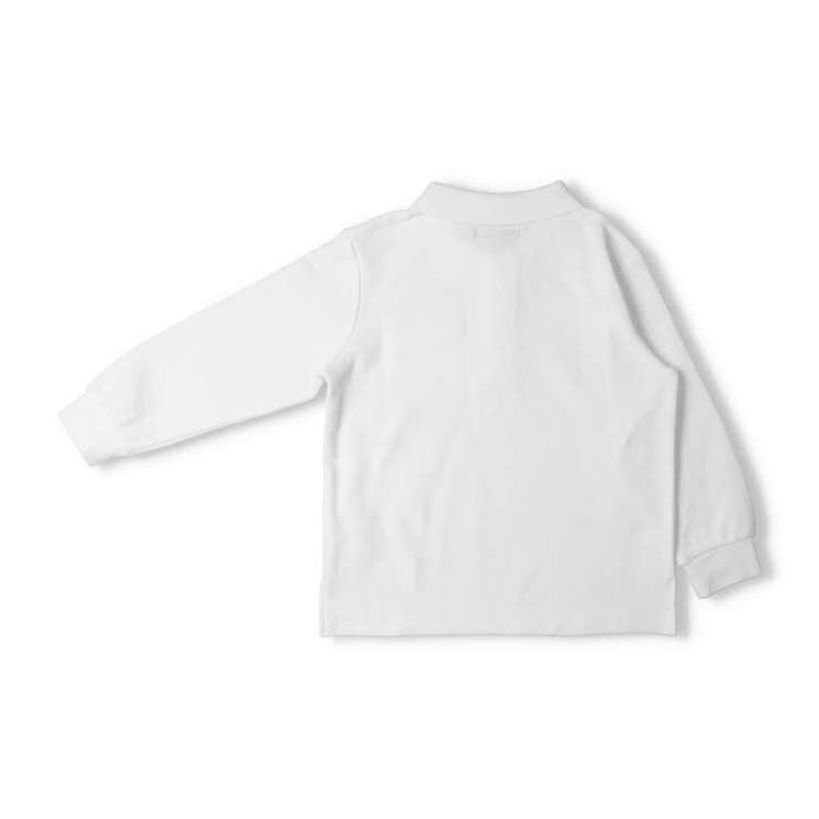 【子供服】moujonjon(ムージョンジョン)鹿の子長袖白ポロシャツ100cm～160cmM86551