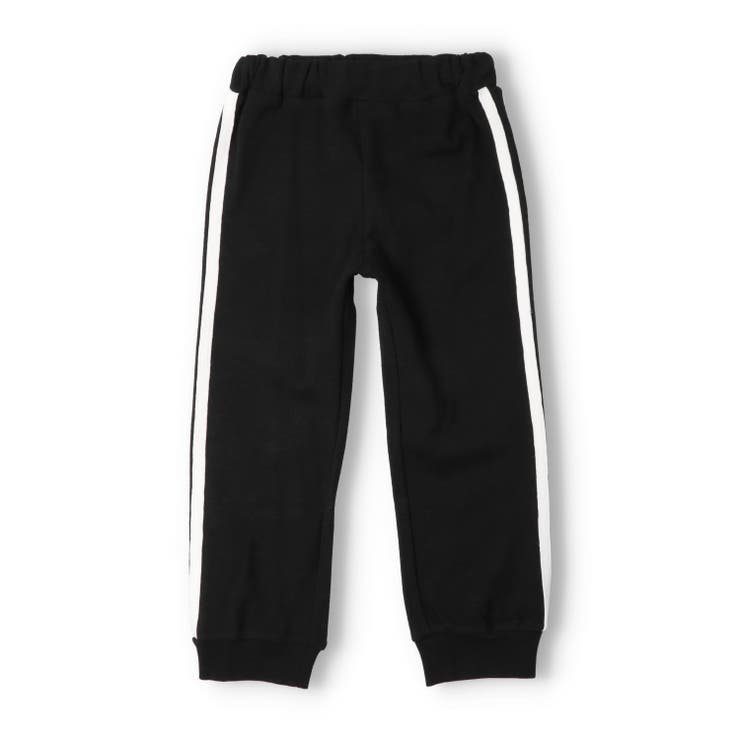 ブラック | 脇ラインリップル裾リブ長パンツ | こどもの森e-shop