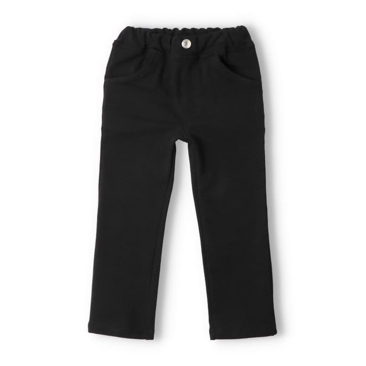 ブラック | ストレッチミニ裏毛無地長パンツ | こどもの森e-shop