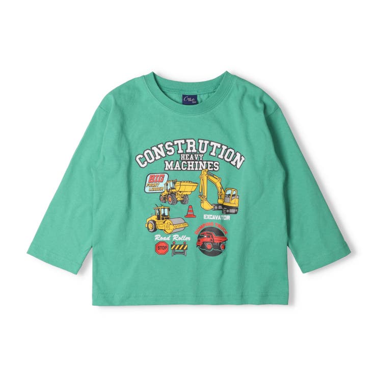 グリーン | 働く車プリント長袖Ｔシャツ | こどもの森e-shop